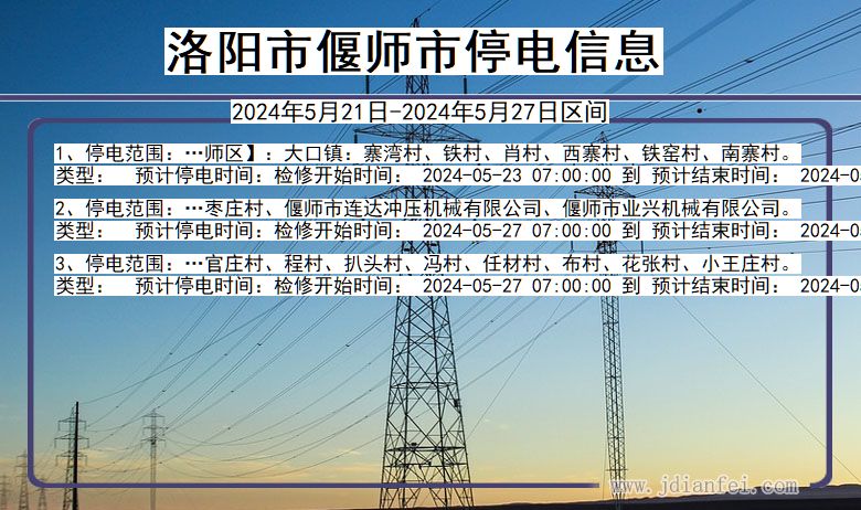 偃师7月停电最新信息更新